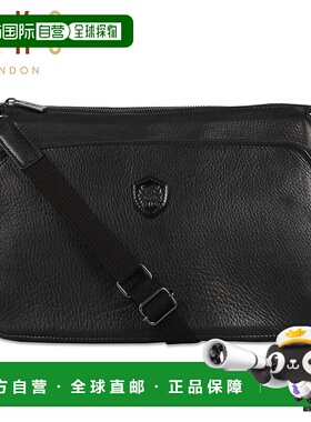 日本直邮DAKS 单肩包男士真皮斜挎小号单肩包黑棕色DA29135