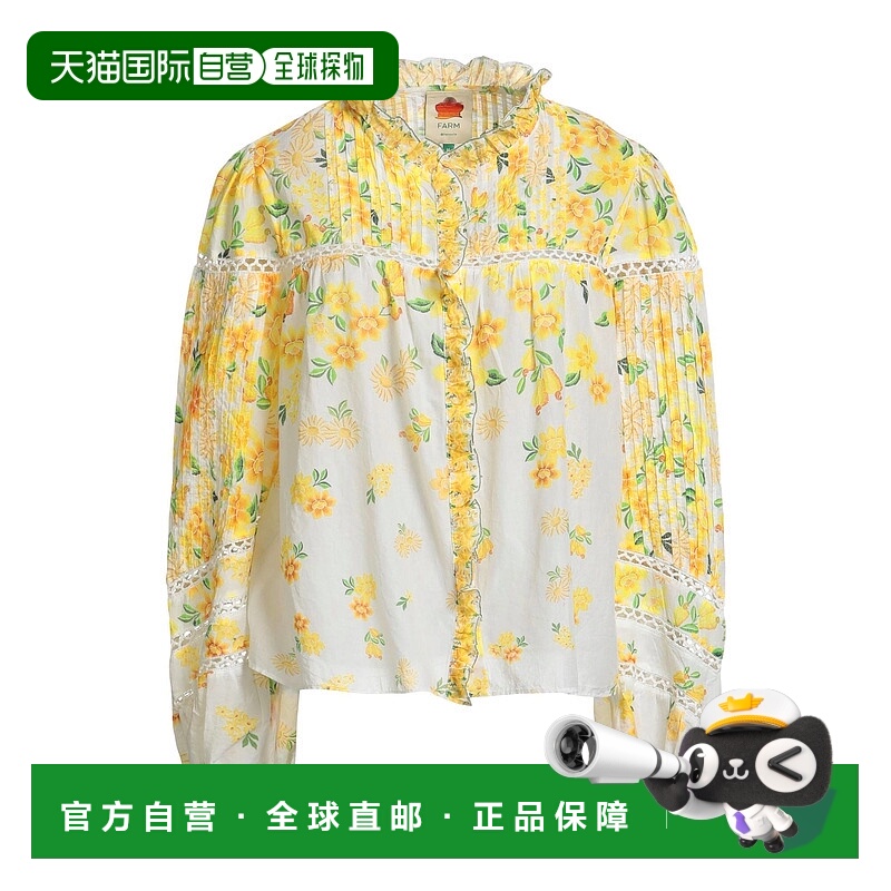 1h可退 香港直邮潮奢 FARM RIO 女士 Blouses 花朵衬衫 white白色