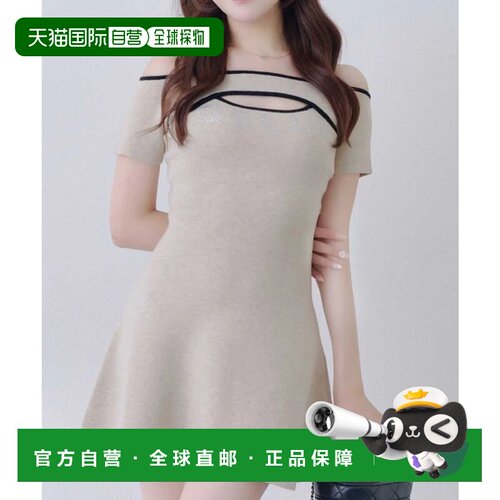 日本直邮NICE CLAUP Belle Charme 徽标针织喇叭连衣裙 BE吊带