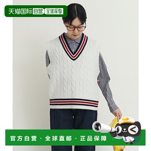 1h可退 日本直邮CHILD WOMAN 女装 全羊毛菱格纹针织背心 立体剪