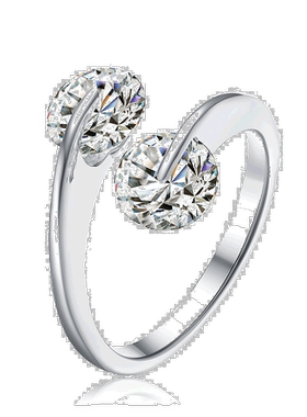 自营 GENEVIVE 925 纯银立方氧化锆两石订婚戒指 - 银白色 美国奥