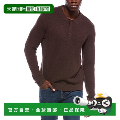 自营Onia Textured Knit Long Sleeve Polo Shirt - brown 美国奥