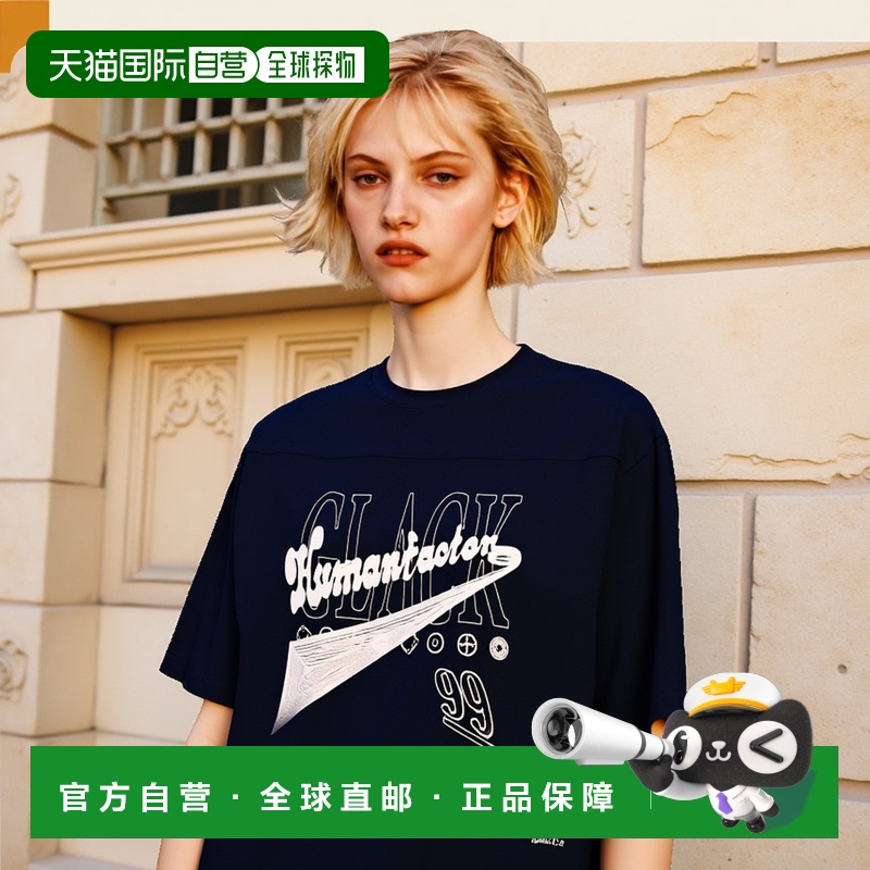 韩国直邮GLACK 公用T恤GT062NV纯棉休闲百搭时尚单品时髦上衣穿搭