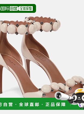 1h可退 香港直邮Alaia 女士 La Bombe 90 皮质凉鞋 beige米色 舒