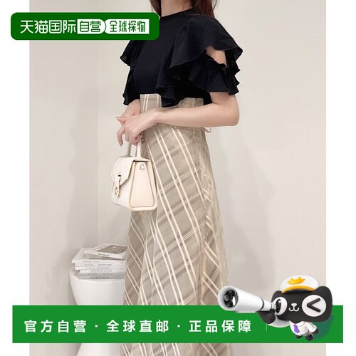 日本直邮1h可退 mily billet 女士双层荷叶边格纹蕾丝拼接连衣裙