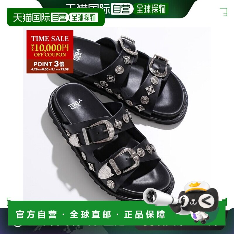 日本直邮TOGA PULLA 搭扣凉鞋 AJ844 女士皮革金属铆钉搭扣皮带鞋