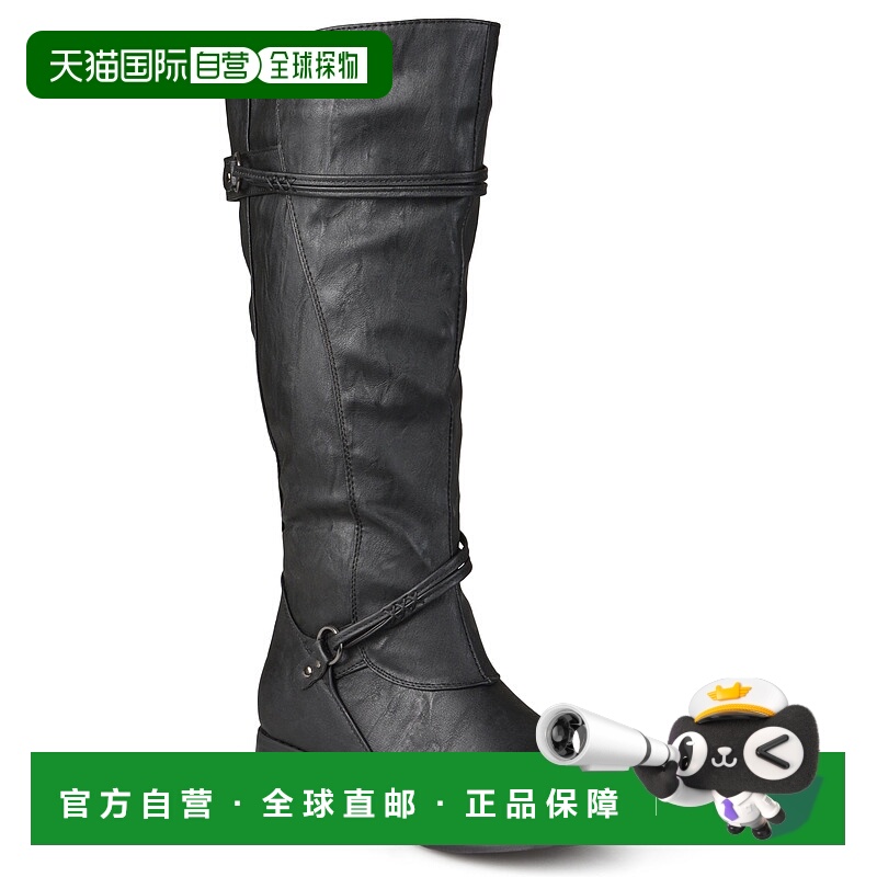 自营 Journee Collection 女式宽小腿哈雷靴 - 黑色 美国奥莱直发