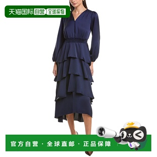 自营Anne Klein Tiered Midi Dress - blue 美国奥莱直发连衣裙