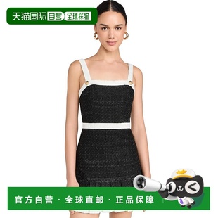 女士 olivia Clarine 方形褶皱迷你连衣裙 米 自营 黑色 alice