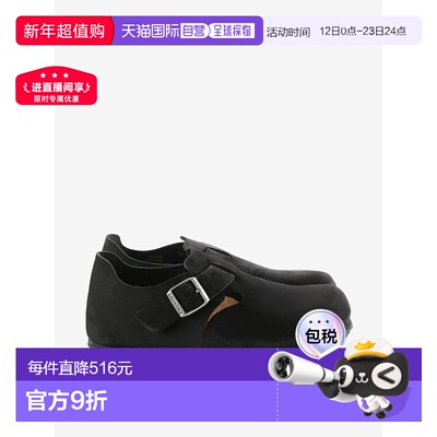 美国直邮BIRKENSTOCK - Unisex London Suede Leather Black Shoe