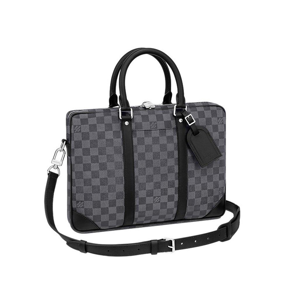LV/路易威登 男士NM号石墨灰色棋盘格帆布配皮公文包