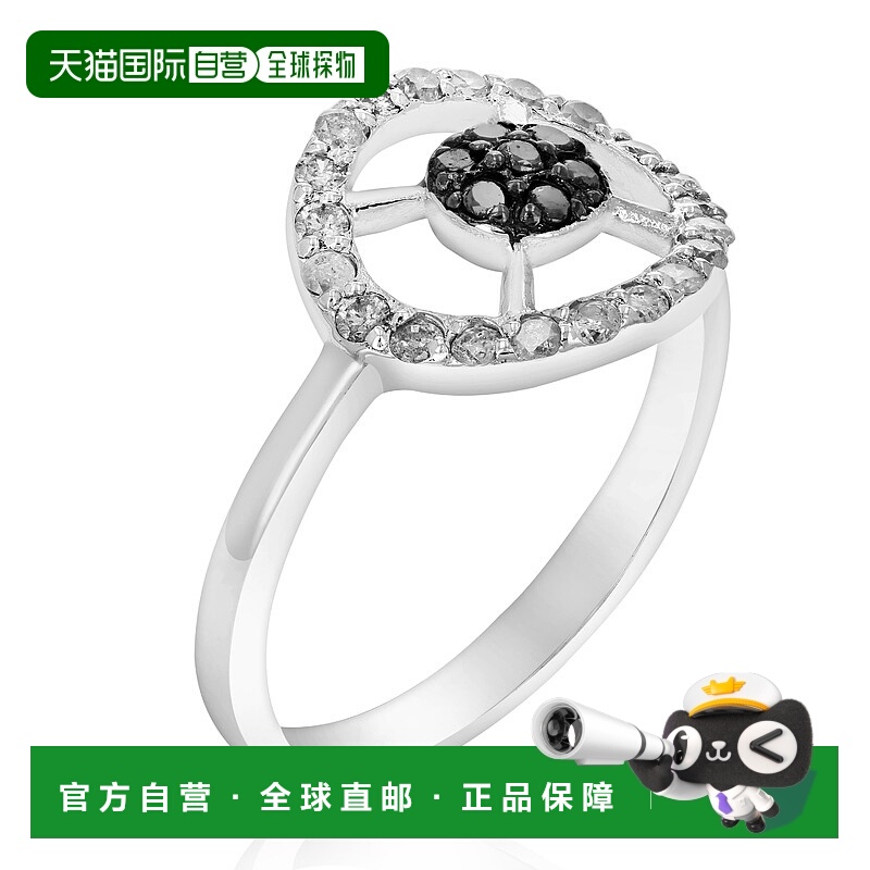 自营 vir jewels 2/5 cttw 黑白钻石圆形戒指 .925 纯银铑 - 银