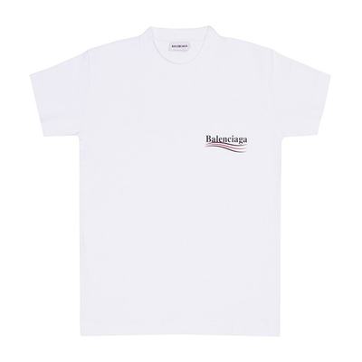Balenciaga/巴黎世家 女士白色胸口标志棉质休闲T恤