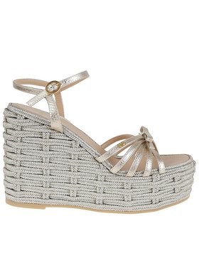 VALENTINO 女士休闲鞋 WS0MH1RPTR16 SS2025 灰色 Vlogo坡跟凉鞋