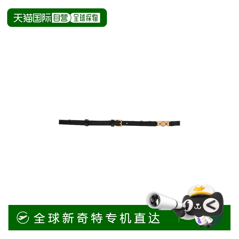 1h可退 香港直邮潮奢 Versace 范思哲 女士 细款皮带 black黑色