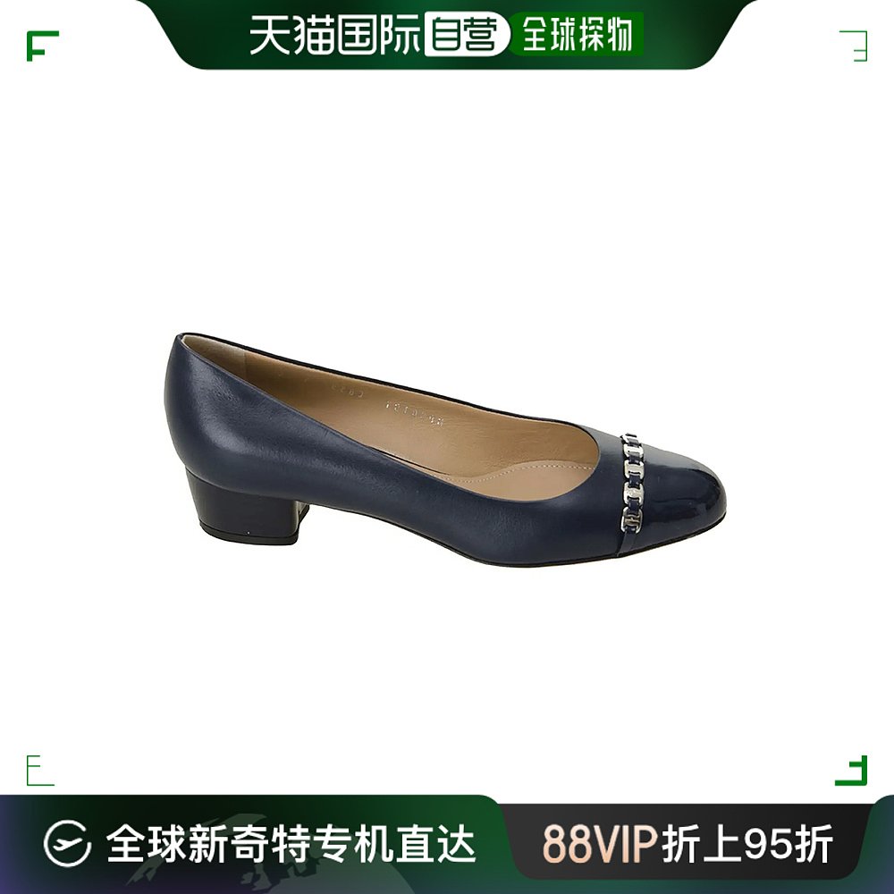 SALVATORE FERRAGAMO 女士蓝色金属扣漆皮低跟鞋 0593792菲拉格慕 女鞋 时尚休闲鞋 原图主图