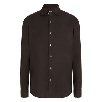 潮奢 Zegna 杰尼亚 男士 棉质羊绒混纺衬衫 UGX44A2SRF5