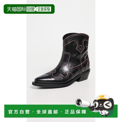 付款1h内可退 香港直邮GANNI 甘尼 女士 Shaft 低帮刺绣西部风格