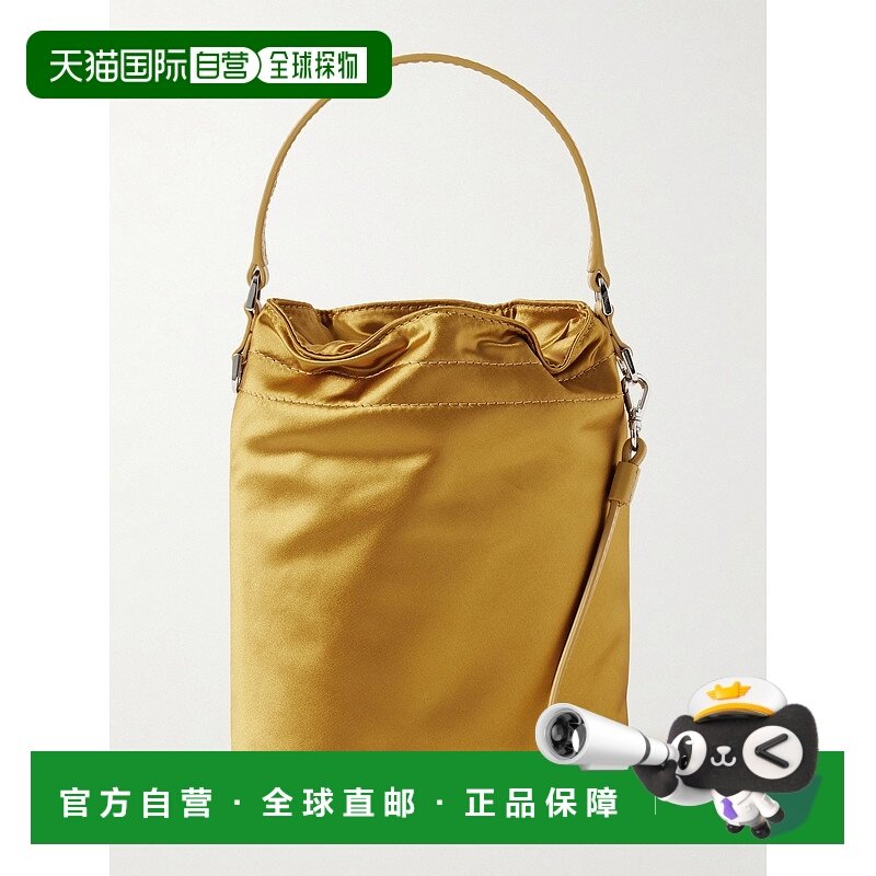 1h可退 香港直邮Staud 女士 Lila 迷你皮革饰边金属感绸缎水桶包