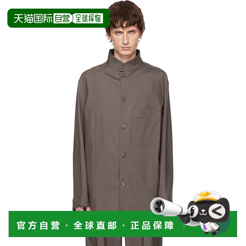 香港直邮zegna 杰尼亚 男士 棕色 Standing Collar 夹克 987038A9