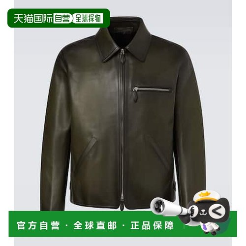 1h可退 香港直邮Berluti 伯尔鲁帝 男士 皮革夹克 green绿色 舒适