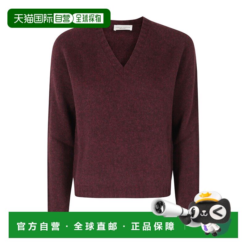 自营roberto collina波尔多领口V ML羊毛混纺毛衣-黑色 美国奥莱