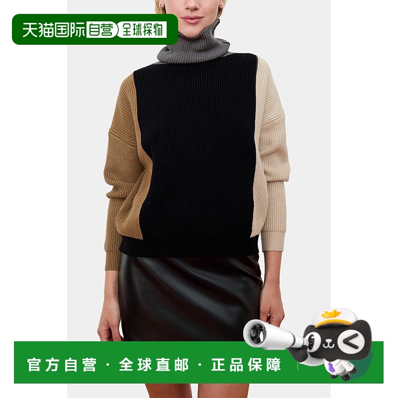 自营 delucNanci Color Block Turtleneck Sweater In Black Mult