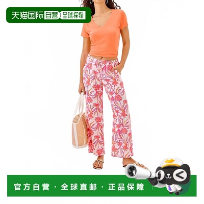 自营lilly pulitzerBrawley Crop Pant Lovely Long Stems In Whi