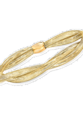 自营 Ross-Simons 意大利 14kt 黄金双网手镯 8 英寸 美国奥莱直