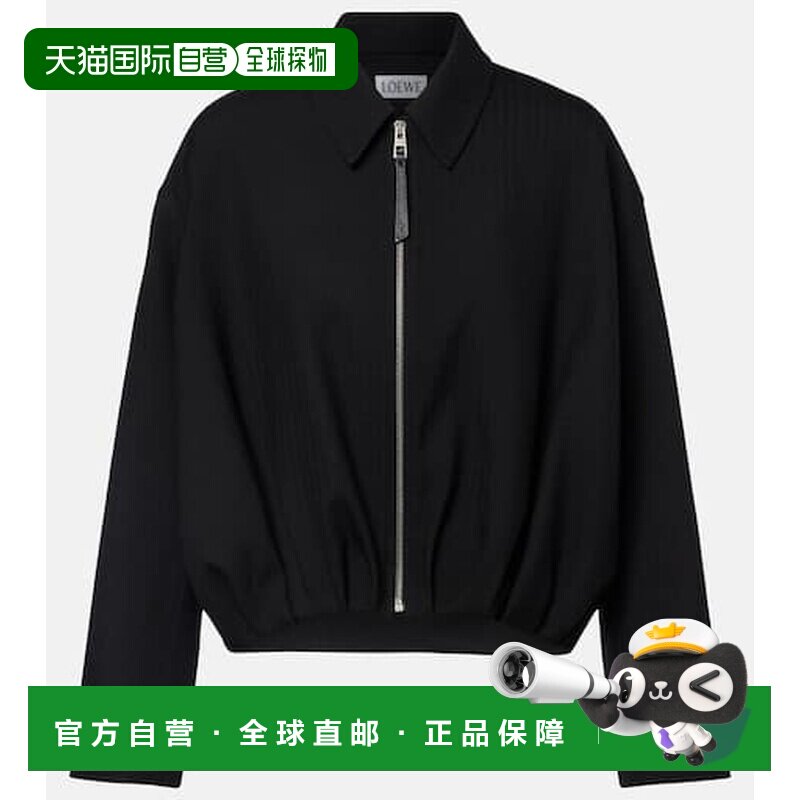 1h可退 香港直邮LOEWE 罗意威 女士 羊毛宽身束腰夹克 black黑色