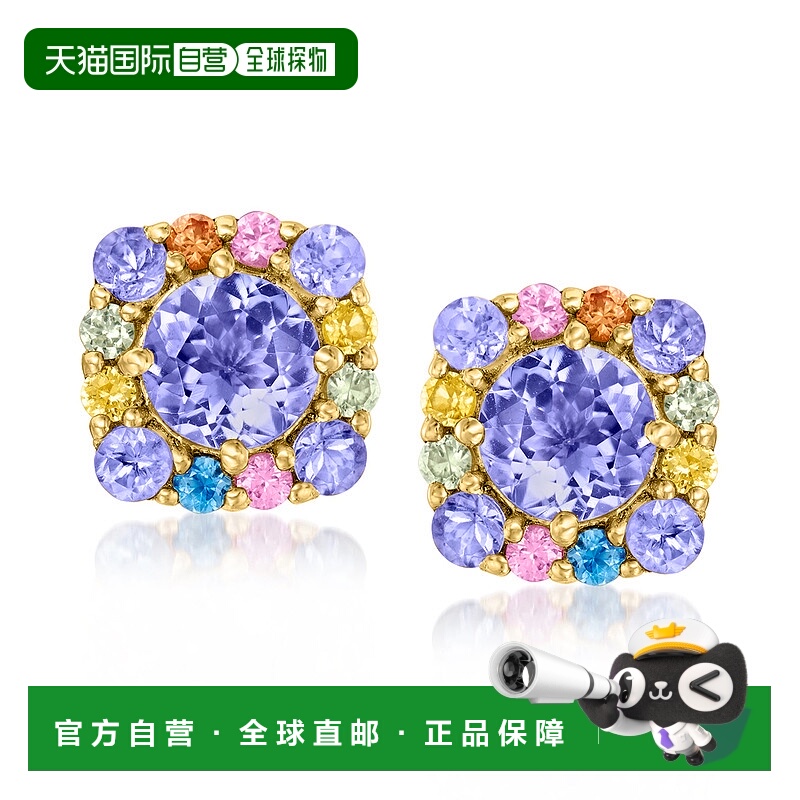 自营 ross-simons罗斯-西蒙斯坦桑石和。 18 克拉金镀在纯银上多