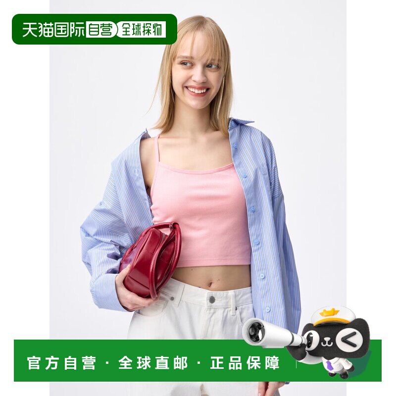 日本直邮GU 粗花呢2WAY短款紧身背心吊带