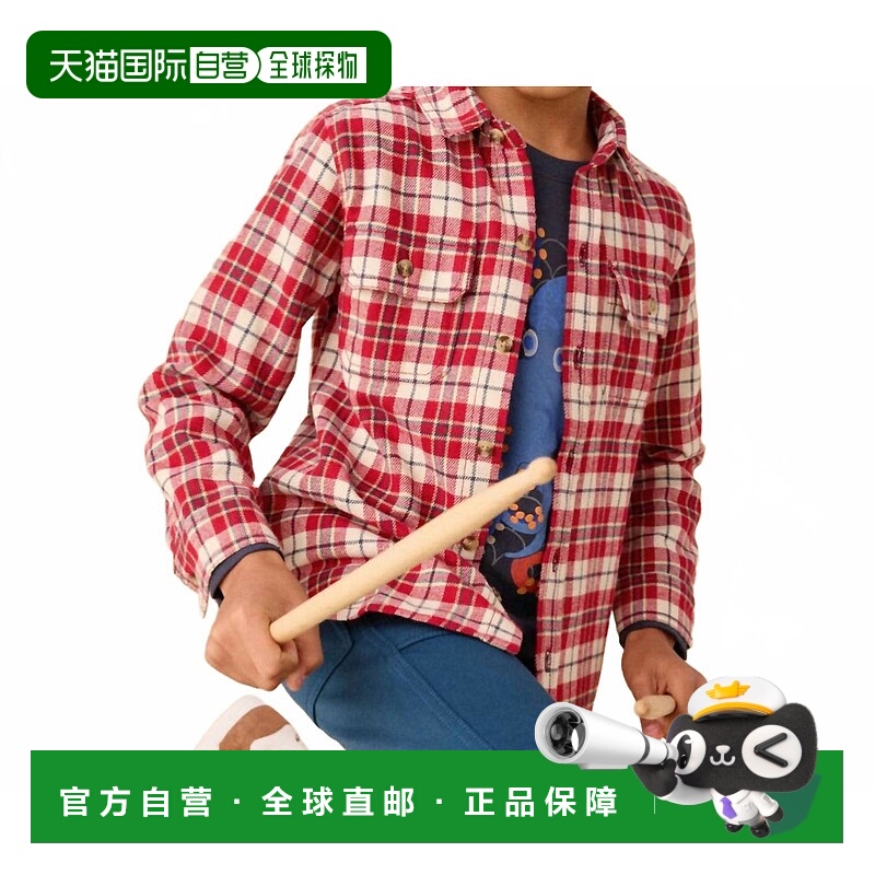 自营tea collectionFlannel Button Up Shirt In Red Plaid - red