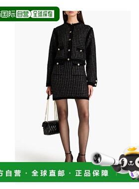 1h可退 香港直邮潮奢 Sandro 女士 金属感格纹针织夹克 SFPCA0089