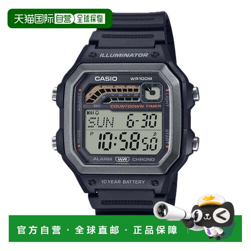 自营Casio Men's Digital Watch with Black Band - WS-1600H-1AV