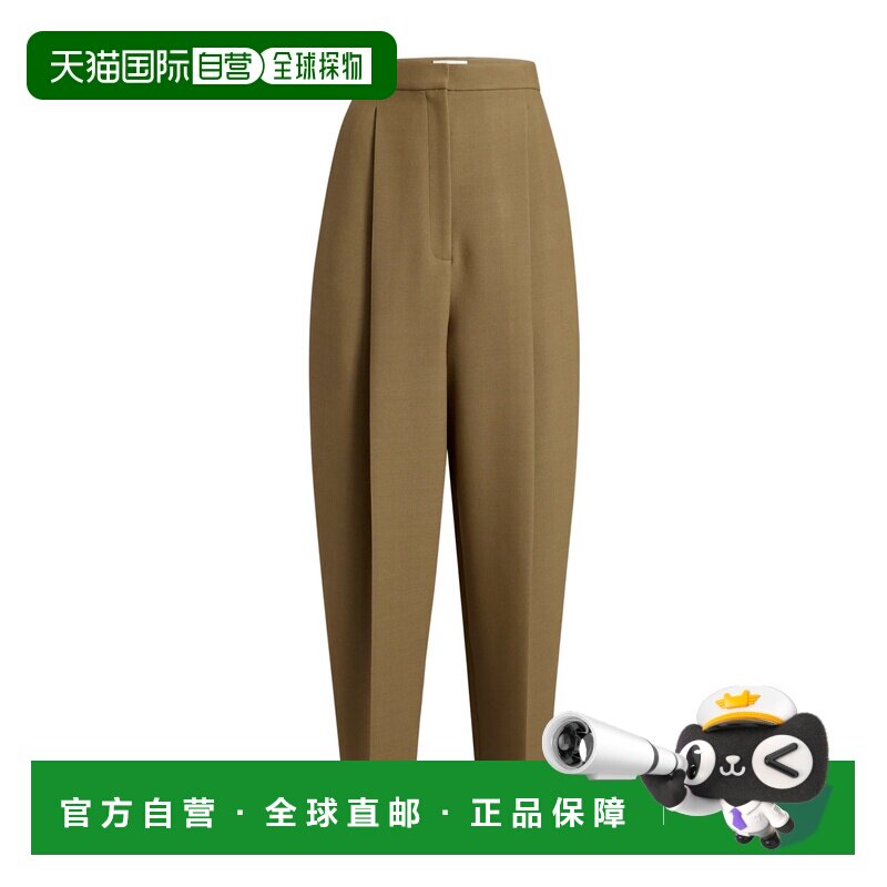 香港直邮KHAITE 女士休闲裤 31364092907 AW2023 棕色 高腰褶皱休