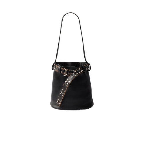 PRADA 女士单肩包 1BE0852HIEVSBBF0002 CO 黑色 Buckle 水桶包