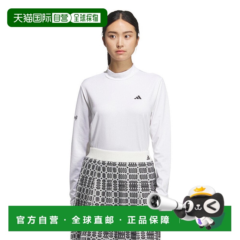 日本直邮adidas 女士高尔夫针织提花半开领长袖POLO衫 [JWJ97-JM2