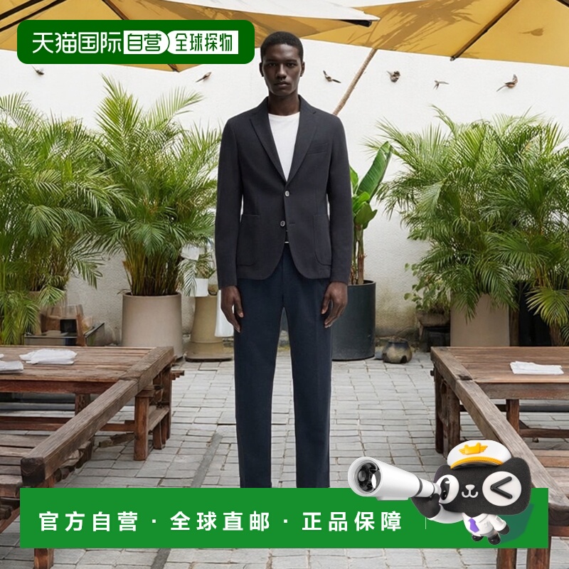 自营boss修身运动夹克，微图案棉-深蓝色 美国奥莱直发