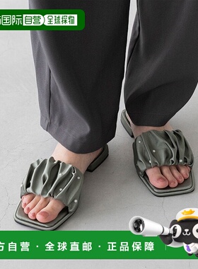 日本直邮Menue 珍珠褶皱方头厚底凉鞋 ME8623BW003130