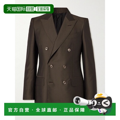 香港直邮Tom Ford 汤姆 福特 男士 Atticus 修身双排扣羊毛真丝混