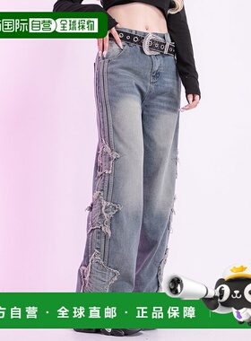 1h可退 日本直邮Diable baiser 女士星星刺绣侧条纹破洞牛仔裤 53