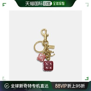 包袋吊饰 美国直邮Coach Cluster 粉色多色 Dice 金色