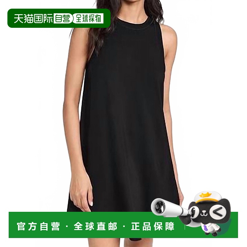 自营theory黑色罗纹领背心迷你连衣裙 美国奥莱直发