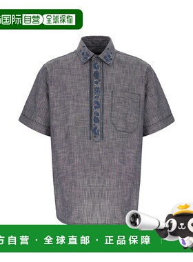 香港直邮FENDI 男士衬衫 FS1328AUX6F0QA2 SS2025 灰色 牛津纺衬