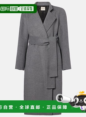 1h可退 香港直邮KHAITE 女士 Deena 羊毛裹式大衣 grey灰色 舒适