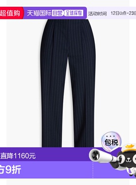 1h可退 香港直邮Sandro 女士 细条纹斜纹布锥形长裤 SFPPA01345DE