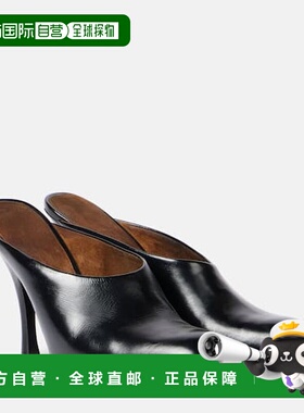 1h可退 香港直邮潮奢 KHAITE 女士 Colt 100 皮质凉拖 black黑色