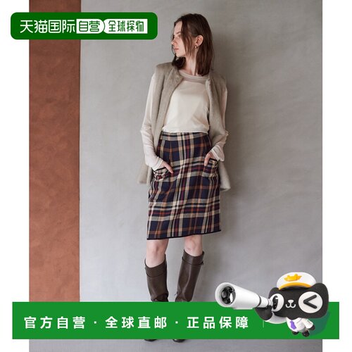 日本直邮YECCA VECCA 女装 大格纹迷你裙 配色撞色皮质饰边 07002