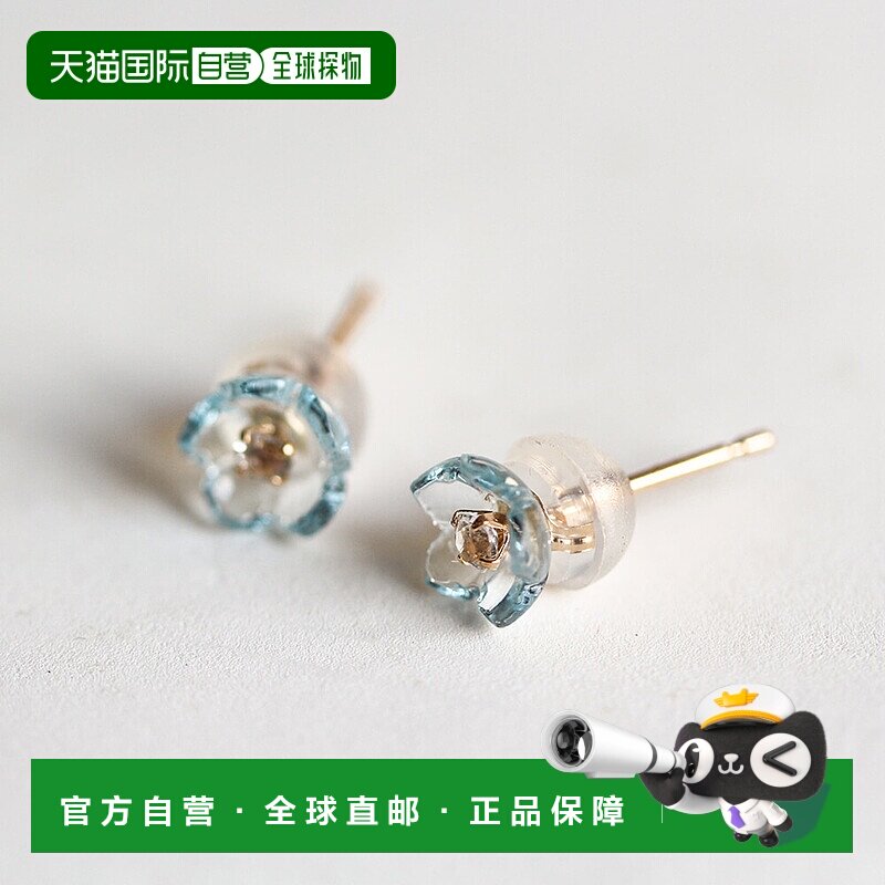 1h可退 日本直邮cui-cui 可拆卸两用花形耳环 白托帕石 天蓝托帕